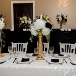 Add a touch of sophistication to your wedding reception with black and gold decor
