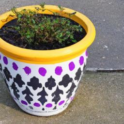 This brightly painted flower pot is sure to catch anyone's eye.