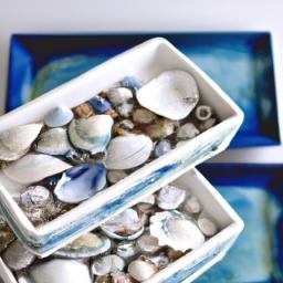 Beachy vibes with this coastal-themed tiered tray.