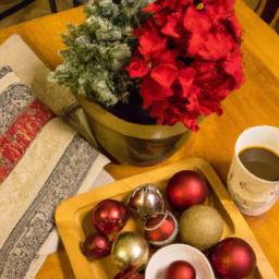 Elevate your coffee table decor with a festive tray and handmade ornaments