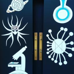 Science is in the air with this amazing door decoration that showcases the wonders of the universe.