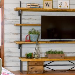 This open shelving TV stand offers a stylish way to display your favorite decor pieces and media devices.