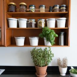 Herbs and spices kitchen shelf decor