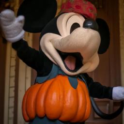 Mickey Mouse in a spooky Halloween outfit
