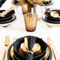 Simplicity meets elegance with this black and gold table decor idea