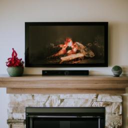 A simple and sophisticated mantel with a TV mounted above the fireplace.