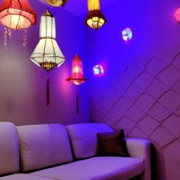 Transform your living room into a modern Diwali wonderland with LED lights and lanterns.
