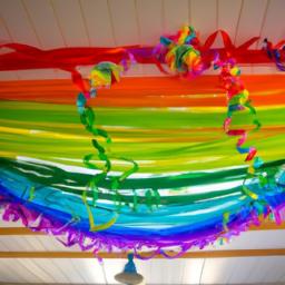Rainbow ceiling streamers