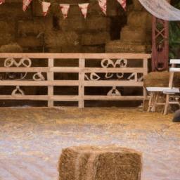 Create a memorable wedding day with a rustic theme and comfortable hay bale seating for guests.