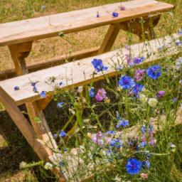 Embrace the beauty of nature with this rustic picnic table decor featuring wildflowers and wooden accents.