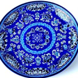 The bold cobalt blue design on this Samarkand ware plate is eye-catching and striking, making it a standout piece in any collection.