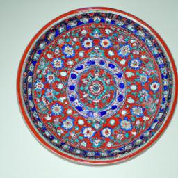 The hand-painted design on this Samarkand ware plate adds a personal touch and highlights the craftsmanship that went into its creation.