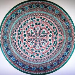 The intricate geometric designs on this Samarkand ware plate are a testament to the skill and precision of its maker.