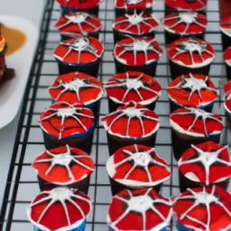 Spiderman-themed cupcakes adding a sweet touch to the party table.