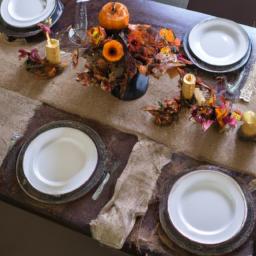 Create a cozy and inviting atmosphere for your Thanksgiving dinner with this rustic tablescape