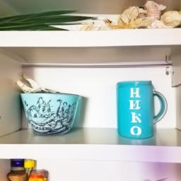 Bring the beach to your kitchen with a theme-based shelf decorated with beach-inspired decor.