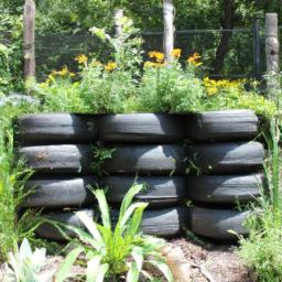Creating a unique garden border with recycled tires
