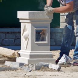 Removing the column form is the final step in the installation process for decorative concrete columns.